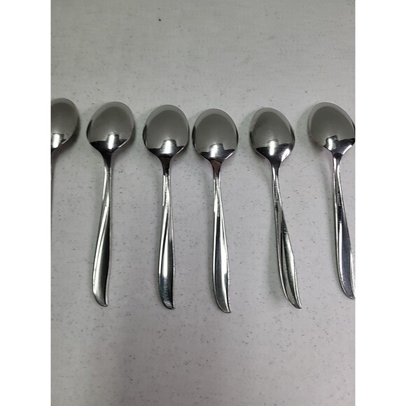 8 Pc Vintage MCM Oneida Community Atomic TWIN STAR Stainless Steel Tablespoons